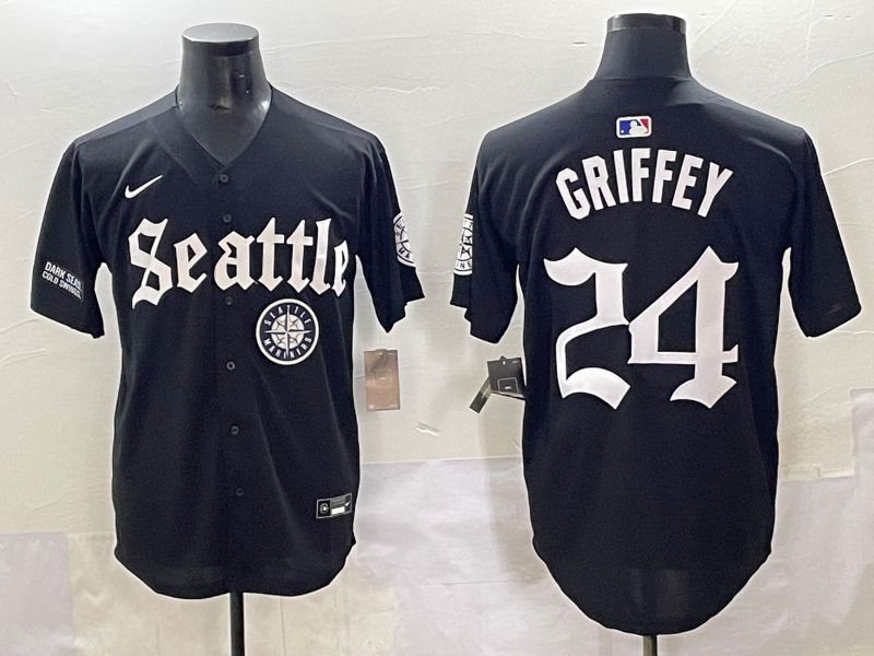 Men 2025 Seattle Mariners #24 Griffey Black Five generations Joint Name Nike MLB Jersey style 19->seattle mariners->MLB Jersey